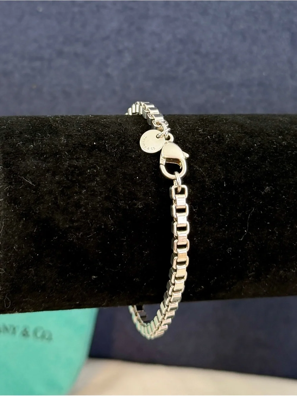 TIFFANY & CO. Sterling Silver Venetian Box Chain Bracelet 16.3g; 7.25” w/ COA